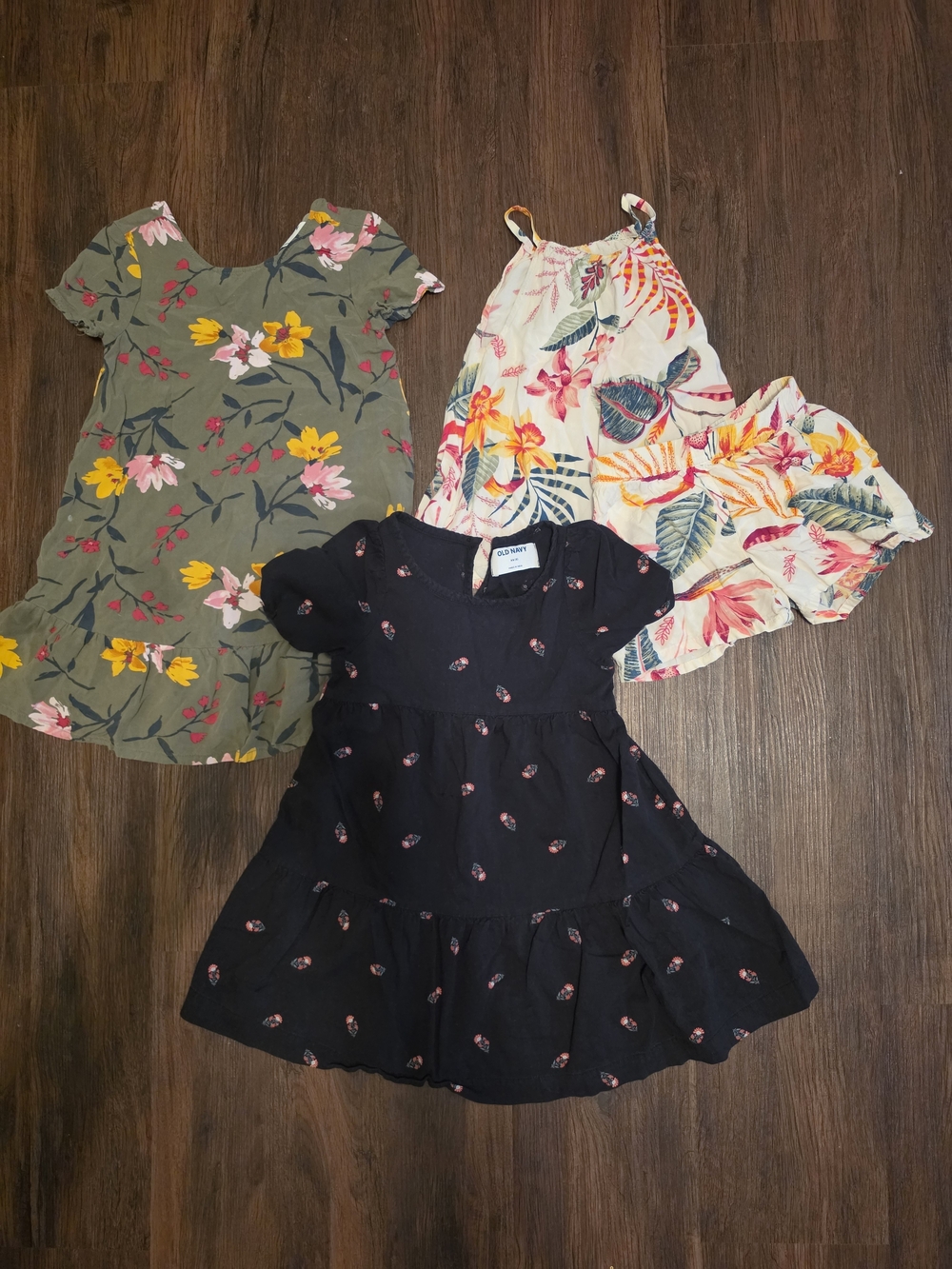 03-Pack Girls Old Navy  Floral Set - Olive, Black & Cream